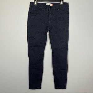 Cabi Pants Womens 6 Lace Print Skinny Jeans Blue Black Floral Mid Rise Denim